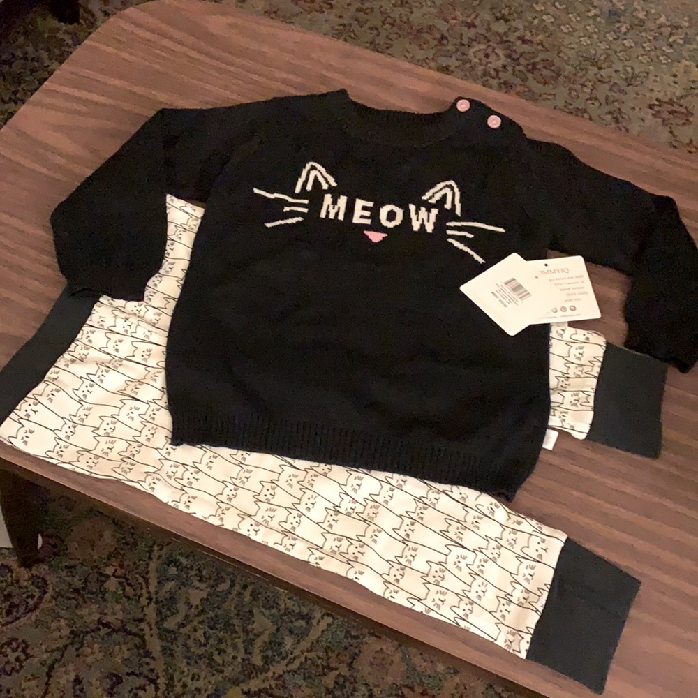 Brand New Rosie Pope kitty sweater/legging set